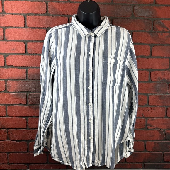 Lucky Brand Stipped‎ Woman's Button Down Large - Picture 1 of 7